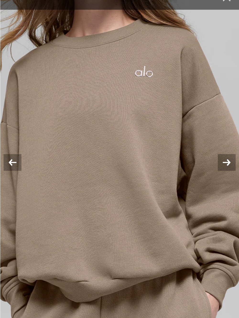 ALO Yoga Taupe Crewneck Sweatshirt - Picture 1 of 3
